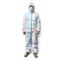 Disposable Protective Coverall Suit Long Front Zipper Elastic Waistband & Cuffs Isolation Suit